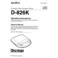 SONY D-826K Owner's Manual cover photo