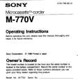 SONY M-770V Owner's Manual cover photo