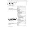 SONY SL20 Owner's Manual cover photo