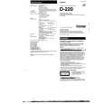 SONY D-220 Owner's Manual cover photo