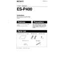 SONY ES-P400 Owner's Manual cover photo