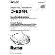 SONY D-824K Owner's Manual cover photo