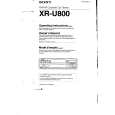 SONY XR-U800 Owner's Manual cover photo