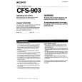 SONY CFS-903 Owner's Manual cover photo