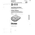 SONY D-111 Owner's Manual cover photo