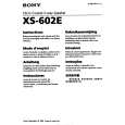 SONY XS-602E Owner's Manual cover photo