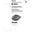 SONY D-211 Owner's Manual cover photo