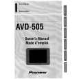 PIONEER AVD-505 Owner's Manual cover photo